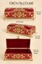 Gold Detailed Flower Embroidered Jewelry Box Large Size Red - 2