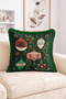 Christmas Ornament, Floral and Leaf Patterned Fringed-Tasseled Throw Pillow Cover - 2