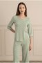 Women's Capri Sleeve Jacquard Green Pajama Set C7T3N281 - 3