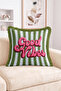Good Vibes Written Modern Green and White Striped Fringed-Tasseled Decorative Throw Pillow Cover - 2