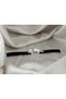 Silver Color Leaf Figured Leather Black Women's Bracelet Modern Elegant Stylish Design Accessory