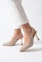 Gold Stone Embellished Ankle Strap Pointed Toe Women's Evening Dress Shoes 022 - 3