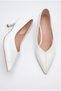 Women's Kitten Heel White Casual Heeled Shoes with Sewing Detail, Low Heel Wedding - Engagement Shoes - 4