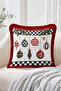 Christmas Ornaments and Plaid Pattern Fringed-Tasseled Throw Pillow Cover