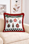 Christmas Ornaments and Plaid Pattern Fringed-Tasseled Throw Pillow Cover - 2