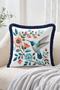 Hummingbird and Floral Pattern Fringed-Tasseled Throw Pillow Cover - 2