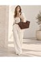 Brown Suede Shk355 Large Volume, Buckle Detailed, Zippered, Adjustable Strap, Hand and Shoulder Bag - 2