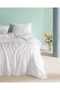 Adenya Sepeti Crep Double 100% Cotton Flat Duvet Cover Set - White - 3