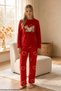 Red Embroidered Top Wellsoft Bottom Fleece Winter Knitted Pajama Set 26221706 - 2