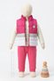Girl's Vest Top and Bottom Set |   Sweetshirt, Trousers, Padded Puffer Vest 3-Piece Set - 2