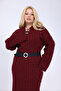 Selani̇k Knitted Plus Size Belted Tricot Dress, Fits up to Size 48 - 5