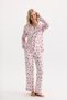 100% Cotton Fabric Long Sleeve Front Buttoned Shirt Collar Pajama Set 27309