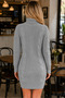 Women's Turtleneck High Neck Long Sleeve Hair Braided Thessaloniki Knit Patterned Woven Detailed Soft Textured Links Detailed Casual Gray Knitwear Mini Tunic Dress - 3