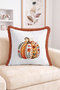 Autumn-Themed Fringed-Tasseled Throw Pillow Cover with Floral Pumpkin Figure - 2