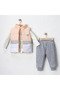 Girl's Vest Top and Bottom Set |   Sweetshirt, Trousers, Padded Puffer Vest 3-Piece Set - 2