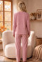 Gülkurusu Embroidered Top and Bottom Fleece Winter Knitted Pajama Set 26222116 - 3