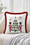 Christmas Pine Tree and Lead Soldier Figure Fringed-Tasseled Throw Pillow Cover - 2
