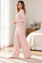 Women's 100% Cotton Powder Pink Long Sleeve Pocketless Pajama Set - 3