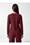 Two Mt Shop Quality Lcw Everyday Burgundy Diver Fabric Plain Double Breasted Long Sleeve Women's Blouse - 4