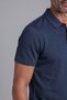 Navy Blue Studio Shirt Collar Buttoned T-Shirt - 4