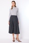 Women's Elastic Waist Patterned Midi Skirt Navy Blue - 2