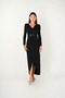Crepe Fabric Pleated Detailed Dress - Black