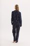 100% Cotton Fabric Long Sleeve Front Buttoned Shirt Collar Pajama Set 27305-27306 - 4