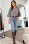 Women's Gray Washed Crop Oversize T-Shirt Crew Neck Loose Cut Casual Basic Blouse - 2