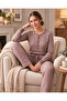 Women's Viscose Pajama Set 4 Button Placketed Lapel Long Sleeve Patterned Homewear Casual Home Clothing 79-160 - 2