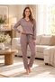 Women's Viscose Pajamas Set Patterned V-Neck Long Sleeve Homewear Casual Home Clothing Set 79-161 - 2