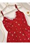 Soft Textured Cotton Camisole with Rope Straps Comfortable Nightgown - 2