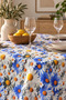 Stain-Resistant, Worry-Free Tablecloth Raschel Fabric Blue Daisy Kitchen Table Balcony Table - 2