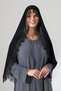 Needle Embroidered Lace Guipure Scarf Demor Mevlüt Prayer Cover Daisy Motif Black (Snl) - 3