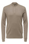 High Collar Regular Plain Light Brown Men's Sweater Onswyler Life Reg 14 Half Zip Knit