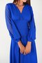 Crepe Fabric Sleeves Tulle Evening Dress - COBALT BLUE BLUE - 4