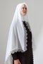 Needle Embroidered Lace Guipure Shawl Demor Mevlüt Prayer Coverlet with Başak Motif White (Snl) - 2