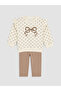 Lcw Baby Ecru Bow Printed Baby Girl Set - 2