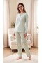 Women's Viscose Pajamas Set Winter Long Sleeve Placketed Buttoned Collar Patterned Trousers m L XL XXL 89-156 - 4