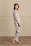 Women's Long Sleeve Front Buttoned Cloud Patterned Gray Pajama Set C8T5N281 - 3