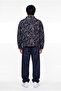 Men's Floral Printed Relax Fit Jean Jacket Navy Blue - 5