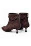 Women's Pointed Toe Thin Heeled Ankle Detailed Back Zipper Boots - 6