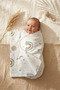 Rainbow Gray Patterned Cotton Muslin Baby Blanket with Piping and Embroidered Edges 90*90 cm - 4