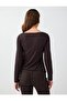 Bitter Brown Lace Detailed Boat Neck Soft Touch Blouse - 6