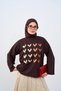 Women's Small Heart Printed Long Sleeve Body Brown - 2