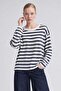 Crew Neck Oversize Sweatshirt Blue-White