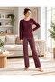 Women's Buttoned Lapel Long Sleeve Viscose Pajama Set Modern Simple and Stylish Homewear Home Clothing 79-1 - 2
