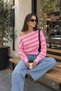 Trendy Crew Neck Striped Women's Knitwear Sweater - 3