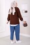Buttoned Short Knitwear Cardigan Brown - 5
