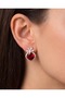 Granata Red Square Cut Halo Zircon Stone Flower Detailed Steel Xuping Earrings - 5