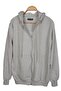 Unisex Hooded Zippered Pocket Thin Combed Cotton Gray Basic Sweatshirt Cardigan - 3